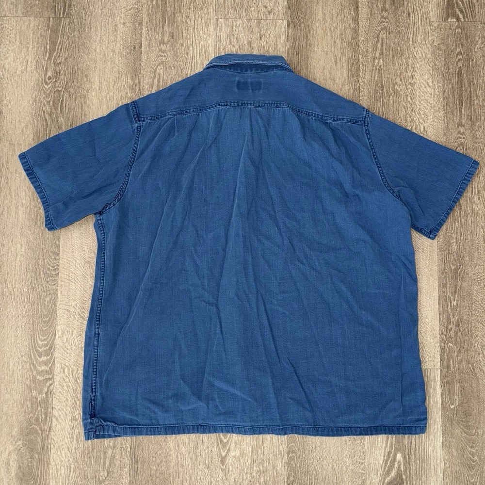 Best Made Co Indigo Herringbone Weave Short Sleeve Chore Camp Shirt Men's 2XL - Picture 3 of 6